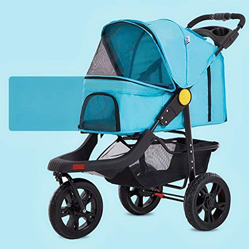 Hundebuggy Hundebuggy für große Haustiere Kinderwagen für 2 Hunde Atmungsaktiver Tierbuggy mit 4 Rädern und Stauraum Haustier kann leicht hineingehen