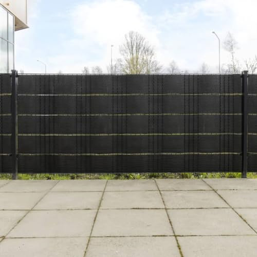 ZEYUAN Balkon-Sichtschutze 10 STK. Schwarz 255x19 cm Poly Rattan, Balkonsichtschutz, Windschutz Balkon, Windschutz Terrasse, Balkonverkleidung, Sichtschutz Garten - 156319