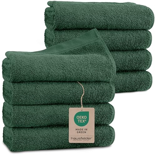 Hausfelder Handtücher 8er Set, 50x100cm, Dunkelgrün | Premium 500g/m² Handtuch Set, 100% Baumwolle, Ökotex Zertifiziert, Farbe: Dunkelgrün