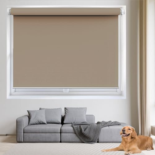 Thermorollo 105 x 110 cm Hitzeschutz, Sichtschutz, Ohne Bohren Hitzeschutz Seitenzugrollo für Schlafzimmer, Badezimmer, Wohnzimmer Fenster, Braun