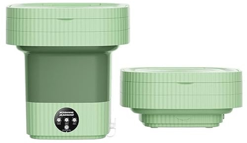 Mini-Waschmaschine, tragbar, 10 l, faltbar, Trockner, mit Abflusskorb, Ultraschall, für Wohnung, Studenten, Reisen, Dessous, kleine faltbare Waschmaschine (grün)