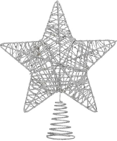 Silver Star Christmas Tree Topper Christmas Tree Glitter Star for Decorations Xmas Tree Decs