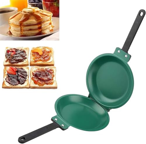 Flipmaster Pancake Pan,Double-Sided Non-Stick Pancake Maker,Reversible Pan Pancake Maker Steel Flip Fry Pan,Flip Master Pancake Pan,Folding Breakfast Frying Pan for Breakfast Making (Green)