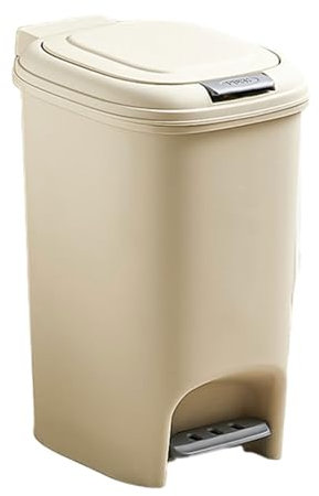 Glanhbnol Pattumiera a pedale con doppia apertura a pressione, 8 l, 10 l, 15 l, bianco crema