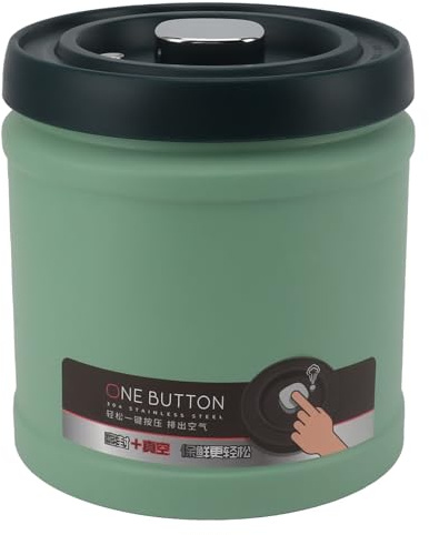 Natudeco Recipiente de almacenamiento al vacío, hermético de acero inoxidable, recipiente de almacenamiento de alimentos para cocina, tipo prensa, té, café, lata sellada para (1600ML)
