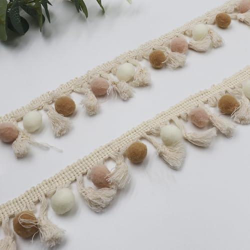 WANYIG Pompom Borte und Bänder zum Nähen Quastenborte Bommelband Bommelborte pompom band Fringe Ribbon für Sofas Stoffdekoration Nähen Basteln Vorhänge Kleidung (A#, 2M)