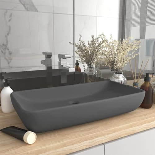Furniture Select-Luxus-Waschbecken rechteckig matt dunkelgrau 71x38 cm Keramik