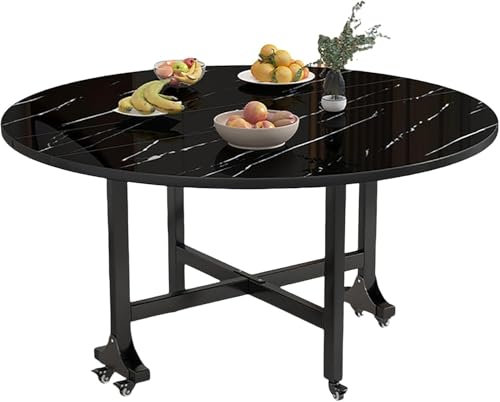 Faltbarer Esstisch mit Rollen, beweglicher und multifunktionaler Economy-Ausziehtisch, schwarz, 120 x 75 cm