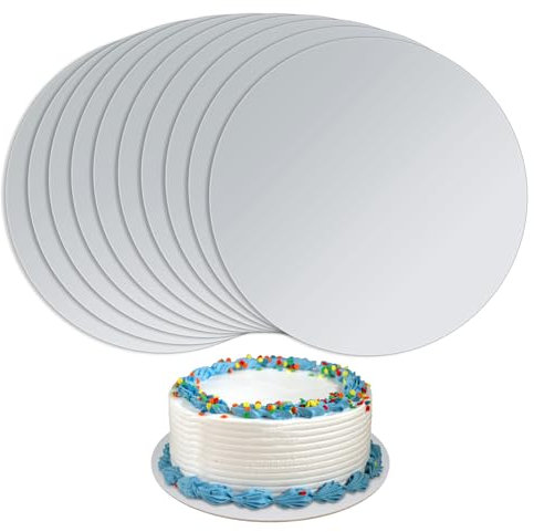 Tenbrachian 10 Pcs Base para Tartas de Cartón, Soporte para Tartas, 20cm Soportes para Tartas Redondos, Soportes para Pasteles, Base Redonda de Cartón, Tableros para Tartas Pasteles Postres(Plateada)