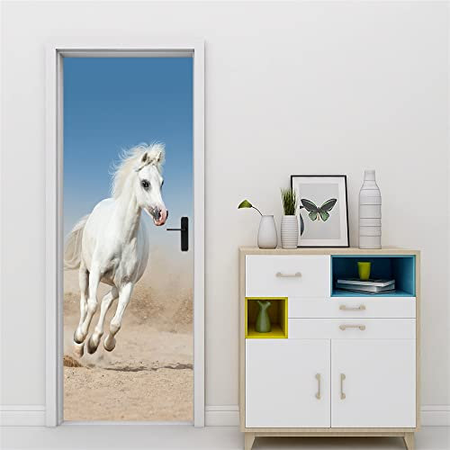 3D Türtapete 70x200 Türaufkleber Selbstklebend Türfolie Poster Fototapete Türbilder Türtattoos Wasserdichte Tür Stickers für Kinderzimmer Wohnzimmer Badezimmer Tier Pferd