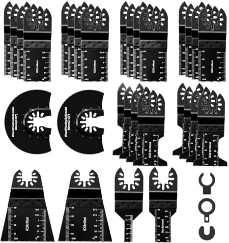 KINGARDEN 33Pcs Oscillating Saw Blades, Premium Multitool Kit for Wood Plastics, Oscillating Tool Accessories Fit Makita Makita Ryobi Dremel and More