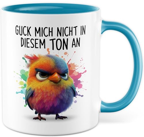 Tasse mit Lustigem Spruch – Geschenk Guck mich nicht in diesem Ton an – Kaffeetasse 330ml aus Keramik – Sarkasmus, Witz, Büro, Geschenkidee – Kaffee-Becher
