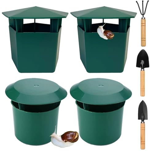 4 Pezzi Trappole per Lumache,Trappola di Lumache e Lumache,Tappo Trappola per Lumache,Dotato di Strumenti Minerari per Proteggere le Piante da Giardino (Verde)