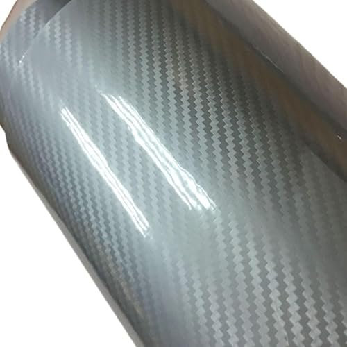 WANGSHAOWEI Autofolie 50CM * 200/300CM glänzend Silber 5D Carbon Faser Vinyl Film Auto Wrap mit Air Free Bubble DIY Auto Tuning Teil Aufkleber Auto Folie(10CM X 152CM)