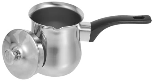Mipcase Cafetera Turca Inoxidable Con Tapa y Asa Antideslizante Para Preparar Café y Calentar Leche Cocinas De Inducción y Gas