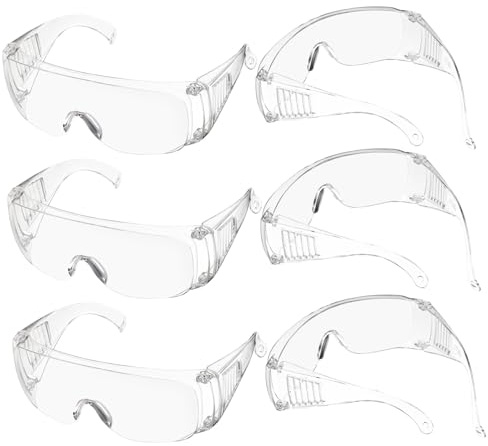 POPETPOP 6pairs Protective Glasses for Construction Impact Resistant Safety Glasses Side Shields for Laboratory and Work Safety Protection