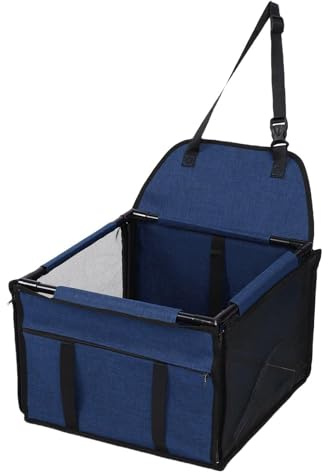 Xiuganpo Hundbilstol, 39x39x27cm Stor Kapacitet Husdjur Resesäkerhetssäng, Vattentät Hopfällbart Bärbar Husdjur Bilstol Hund Säng för små Medelstora Hundar, Resor (Mörkblå)