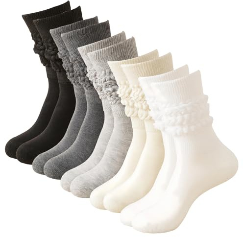 Pluvyze 5 Paar Kniestrümpfe Damen Slouch Socks Stulpensocken Damen Stulpen Da-men Leg Warmers Stiefelsocken Da-men Stulpen Socken Thermo Weich Bequem Dehnbar Einheitsgröße (5 Farben)