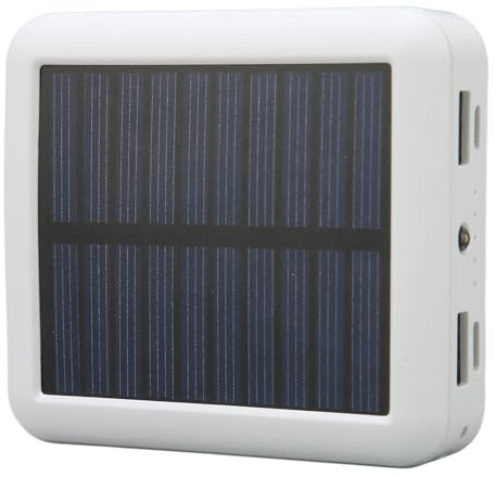 Power Bank Caricabatterie Solare, 20000Mah 4 Porte USB Impermeabile Portatile Solare, Doppie Porte di Uscita, Batteria ad Alta Capacità, per Tutti i Cellulari e Dispositivi Elettronici, Bianco