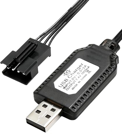 2 Stück USB RC Ladegerät Kabel 7.4V Mit SM 4P Stecker, Universelles LiPo Ladegerät für 2S 7.4V Akkus, Schnelles 7.4V RC USB Ladekabel, Kompatibel mit RC Car, RC Autos, Quadcopter, Drohnen, Ferngesteue
