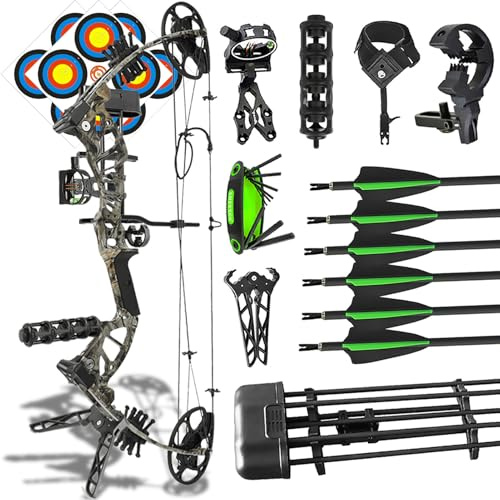 ZSHJGJR Compoundbogen Set für Anfänger/Einstellbarer Compound Bogen 18-45 lbs/Compoundbögen Kit mit Zubehör/Bogenschießen Set für Erwachsene Bogen Jagd