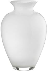 Vaso in Vetro Soffiato Modello Aurora OnlyLux - Vaso da Interno Elegante e Moderno - Vaso Decorativo per Fiori - Colore Opale-Bianco - Altezza 29 cm