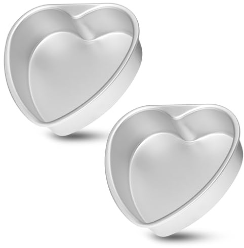 CODOHI Heart Shaped Cake Pan 8 Inch 2PCS, Aluminum Heart Shaped Funny Cake Tins for Weddings, Parties, Family and Other Occasions Cake Baking DIY Mold Tool (8 inch 2 Set)