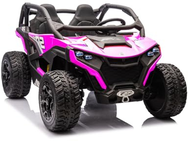 BC BABYCOCHES - Coche ELÉCTRICO Draco 24V, 4 Motores, Mayor Velocidad, Todoterreno, Ruedas Blandas de EVA, Asiento de Cuero sintético, (Rosa)