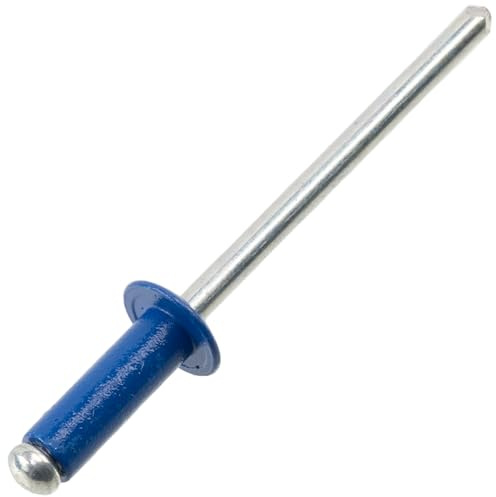 AERZETIX - 60 remaches ciegos Ø4x12 mm cabeza plana en aluminio/acero RAL 5010 azul | fijación rápida para chapa, perfiles y ensamblajes metálicos