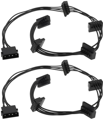 ECSiNG 2pcs Cable Adaptador de Alimentación para Disco Duro IDE Mo-Lex de 4 Pines A 5 SATA de 60cm para PC