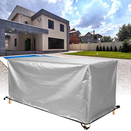 ZDLLDZ Abdeckhaube Gartenmöbel 200x60x110cm / LxWxH Abdeckung Gartenmöbel Wasserdicht Winterfest Staubdicht Anti-UV 420D Oxford Gewebe Outdoor Abdeckhaube Terrassenmöbel Schutzhülle - Silber