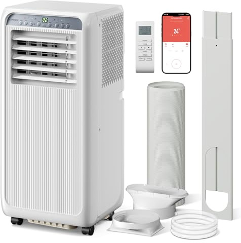 KOMORE 9000 BTU Portable Air Conditioner, 4 in 1 Air Conditioning Unit, Cooling, Fan, Dehumidifier, Sleep Mode, Smart WIFI & Remote Control, 24H Timer, Window Kit