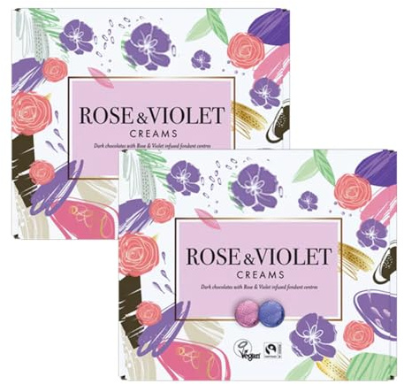 Rose & Violet Creams 200g (2 Packs) - Dark Chocolate with Rose & Violet Fondant Centres
