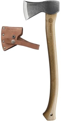 PETROMAX Forstbeil 50,5 cm, 1 kg, handgeschmiedet aus C60-STAHL mit ESCHENSTIEL, Made IN Germany, Beil & Spaltbeil für Waldarbeit, Brennholz und Outdoor