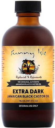 Sunny Isle Jamaican Black Extra Dark Castor Oil 4oz | 100% Natural, Moisturizing for Hair, Scalp and Skin