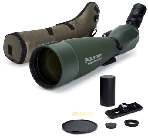 Celestron 52306 Regal M2 22-67x100 mm ED-Spektiv mit abgewinkeltem Zoom, mehrfach vergüteter Optik, BaK-4-Prismen, leichtem Gehäuse aus Magnesiumlegierung und gepolsterter Tragetasche, grün