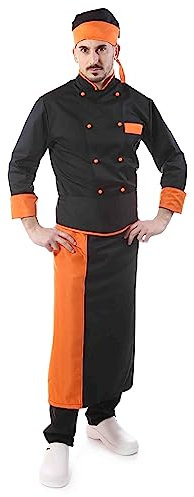 tessile astorino Kostenlose Stickerei, Orange, Herren-Trikot, 4-teilig, Bandana-Jacke, für Küche und Restaurant, hergestellt in Italien, Schwarz X-Large