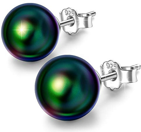 Unendlich U-Pendientes de Perlas Verdes Color únicos Plata 925 Idea Regalo para Madre y Novia