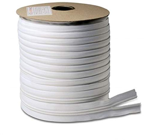 Rollo de cremallera 100 metros/Cremallera continua Malla 5/M5 (Color BLANCO)