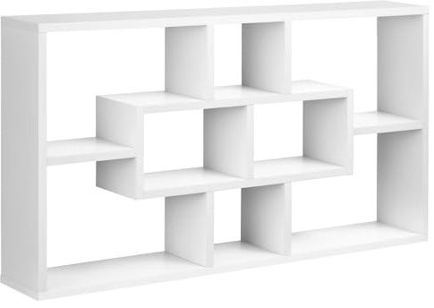 HOMCOM Estante de Pared Decorativo, Estantería para Libro, CDs, Baldas Flotantes con 8 Cubos, 85x14,5x47,5 cm, Carga 20kg, para Oficina, Estudio, Salón, Blanco