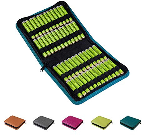 Homöopathische Taschenapotheke, Globuli-Tasche Potenz D12, gefüllt mit 48 Globuli-Röhrchen (Glas), handgemacht aus echtem Leder (petrol-blau)