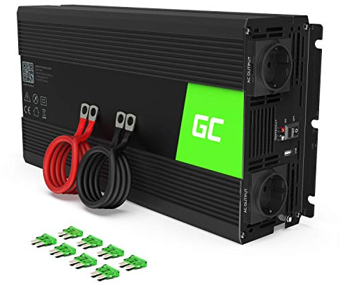 Green Cell® 1500W/3000W 24V 220V/230V Convertisseur Pur Sinus de Tension Volts Camion Solaire Power Inverter sinusoïdale DC AC, Onduleur Transformateur avec Allume Cigare Prise Electrique