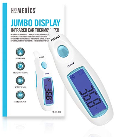 HoMedics Jumbo Display, Termometro Auricolare ad Infrarossi, Termometro da Orecchio con Allarme Febbre
