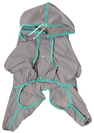 Dreamls Hunde Regenmantel mit Hoodies 4 Beine All-Inclusive Wasserdichte Hunde Regenjacke Hund Regenponcho für kleine Hunde Mittlere Hunde (M:Grau)