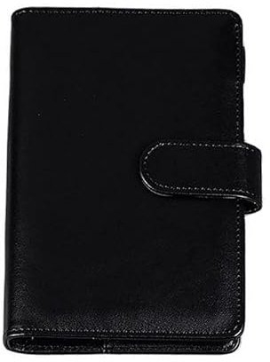 A5 PU-Leder-Ringbuch, 6 runde Ringe, nachfüllbarer Notizbuchordner für A5-Füllpapier, Spiral-Tagebuch, Reisetagebuch, Notizbuch, Tagebuch, Bindereinband, schwarz