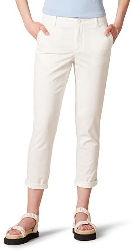 Amazon Essentials Women's Mid-Rise Slim-Fit Stretch Cotton Twill Cropped Capri Khaki Pants (Available in Plus Size), White, 10