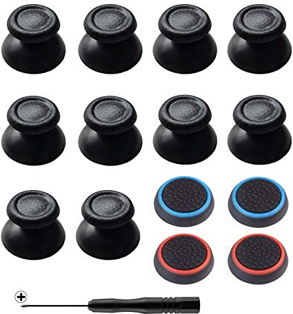 Kappen Thumb Grip Set,10 Stück Analog Sticks Ersatz und 4 Thumbsticks Silikon Aufsätze Schutzkappen Controller(mit Schraubendreher) für PS3 PS2 Game Controller
