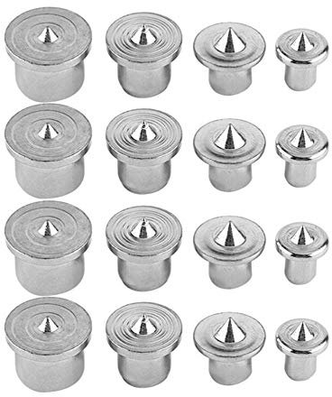 Bestgle 16 Pezzi Perno Centro di Allineamento Spine in Metallo Centro di Centraggio Punte Perno Set Strumento Centro di Marcatura Trapano 6mm, 8mm, 10mm, 12mm