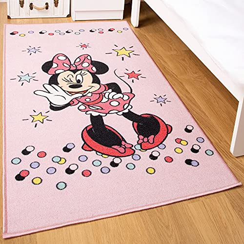 Disney Home - Alfombra para niños, Alfombra de Juego con Licencia Oficial para habitación Infantil, Sala de Juegos, Alfombra Antideslizante y Lavable a máquina, Alfombra Minnie Mouse, 80 x 120 cm