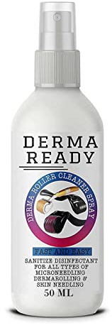 Derma Roller Disinfectant Cleaner & Steriliser Spray Kills 99.99% of Bacteria Make Up, Cosmetic Brush Make Up Remover Skin Needling Rollers & Micro Needling Antibacterial, Antifungal, Easy Spray 50ml